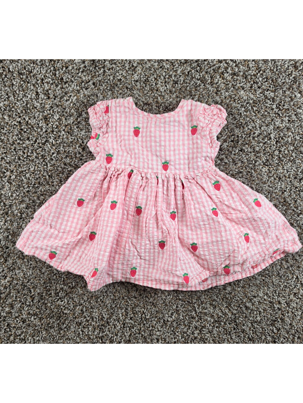 Adventurewear 360 Baby Toddler Girls Sz 24M Pink Gingham Dress Strawberry Print